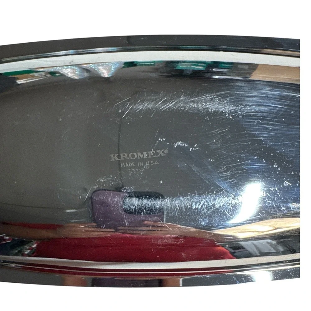 Vintage Mid Century Kromex Chrome Long Serving Tray With Handles Oblong‎